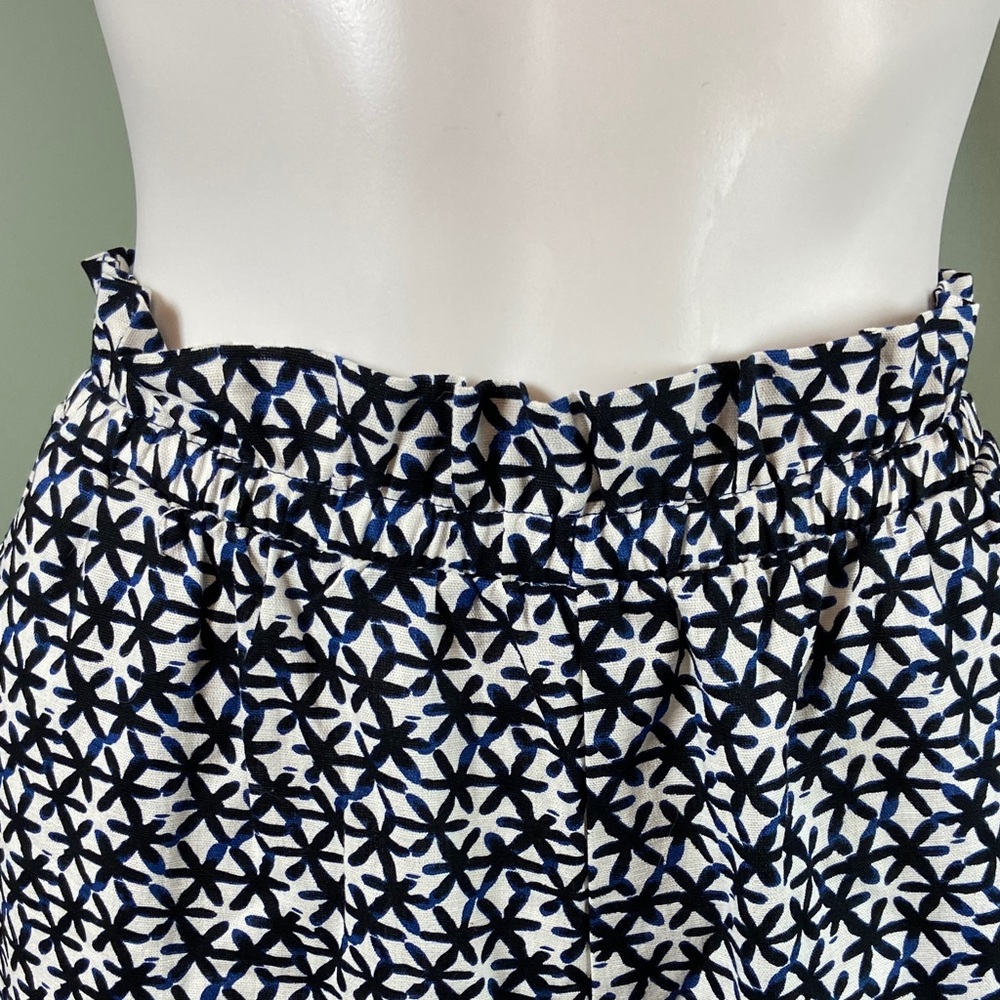 Kourt Cropped Navy blue White Floral Wide Leg Pants Geometric XL XLarge Crop - Picture 3 of 9